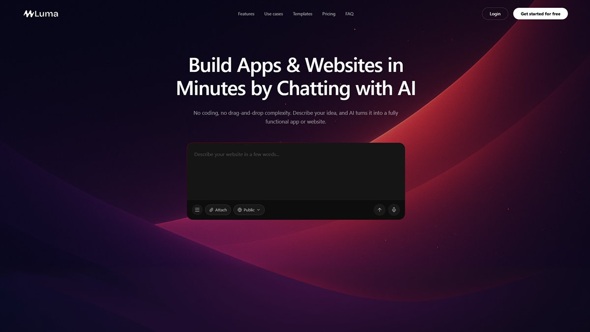AI Website Builder Hero Luma